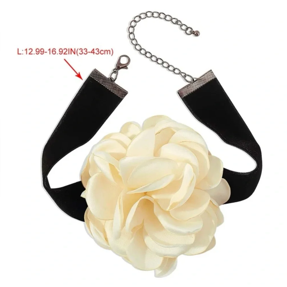 ❀ Yellow Chunky Floral Flower Choker Spring Statement Necklace - Picture 8 of 8